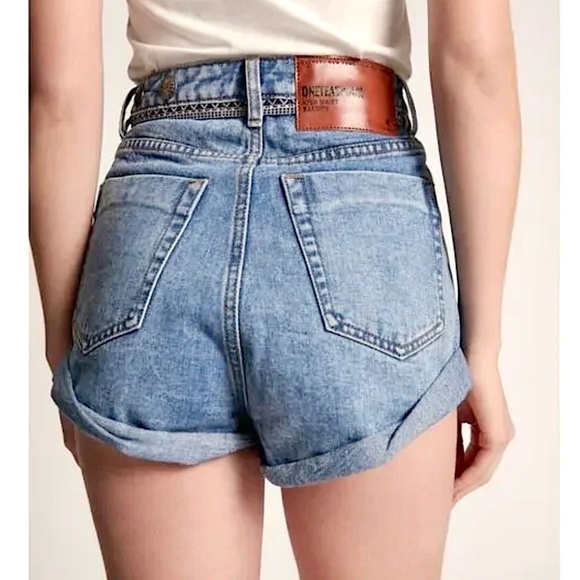ONE TEASPOON High Waist Bandit Denim Shorts Concho Button Blue Boho REVOLVE - Picture 9 of 10